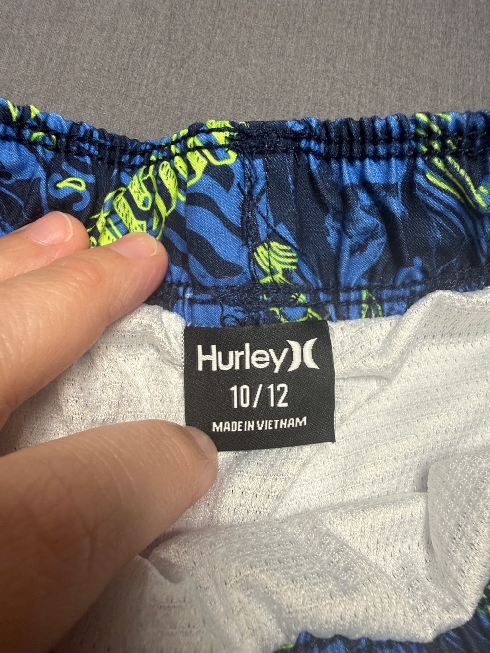 Hurley Blue and Neon Yellow Graphic Athletic Shorts - Picture 2 of 3